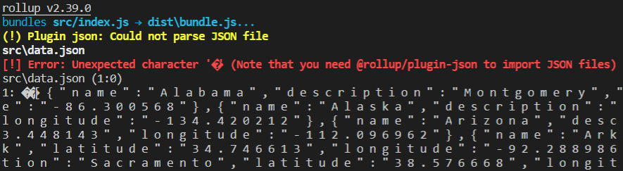 @rollup/plugin-json imported but doesn't work